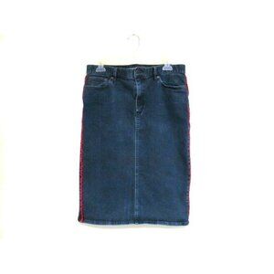 Lauren Ralph Lauren Blue Denim Pencil Skirt with Red Strip on Sides Size 12